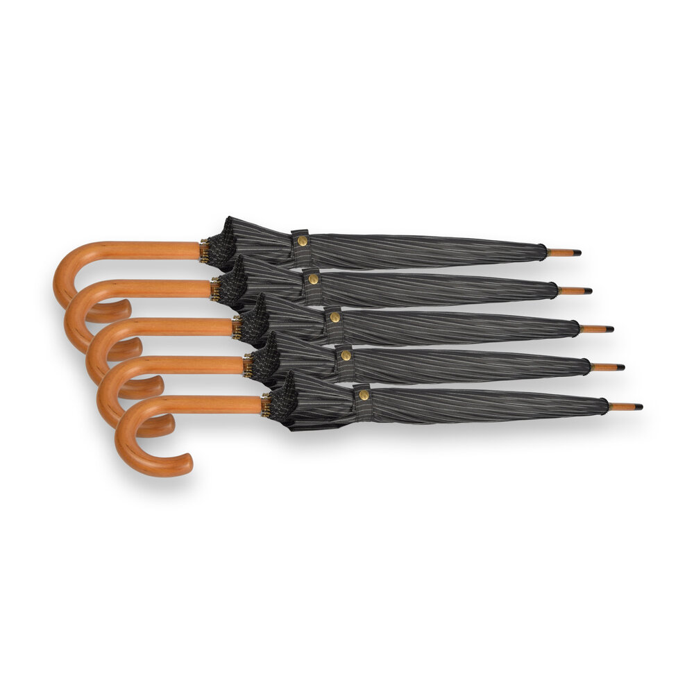 Discountershop Durable Black with white stripes Umbrellas - 5 Pieces, Fiber and Polyester, Wooden Stick - 16 Lanes - For Adults Discountershop Durable Black with white stripes Umbrellas - 5 Pieces, Fiber and Polyester, Wooden Stick - 16 Lanes - For Adults