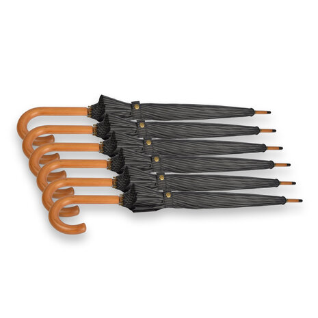 Discountershop Compact Protection: 6x Black and White Umbrellas with Wooden Stick - Durable and Foldable - For Adults & Unisex - 102cm Diameter Discountershop Compact Protection: 6x Black and White Umbrellas with Wooden Stick - Durable and Foldable - For Adults & Unisex - 102cm Diameter