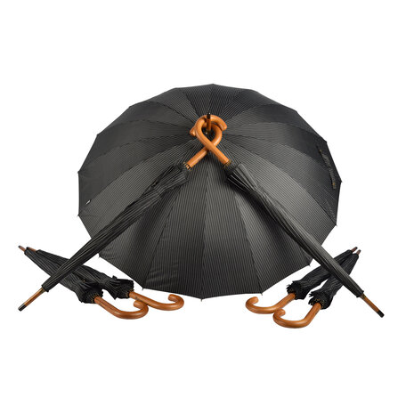 Discountershop 7x Zwarte en Witte Paraplu's: Compacte Bescherming voor Volwassenen - 16 Banen Discountershop 7x Zwarte en Witte Paraplu's: Compacte Bescherming voor Volwassenen - 16 Banen