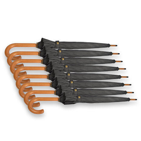 Discountershop Stijlvol & Praktisch: 8x Zwart-Witte Paraplu's voor Mannen & Vrouwen - 16 banen - Met Houten Handvat - 102cm Diameter Discountershop Stijlvol & Praktisch: 8x Zwart-Witte Paraplu's voor Mannen & Vrouwen - 16 banen - Met Houten Handvat - 102cm Diameter