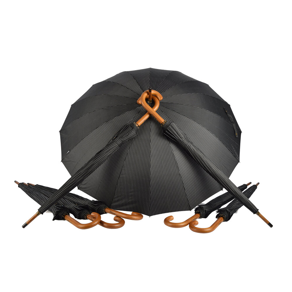 Discountershop Stylish & Practical: 8x Black & White Umbrellas for Men & Women - 16 lanes - With Wooden Handle - 102cm Diameter Discountershop Stylish & Practical: 8x Black & White Umbrellas for Men & Women - 16 lanes - With Wooden Handle - 102cm Diameter