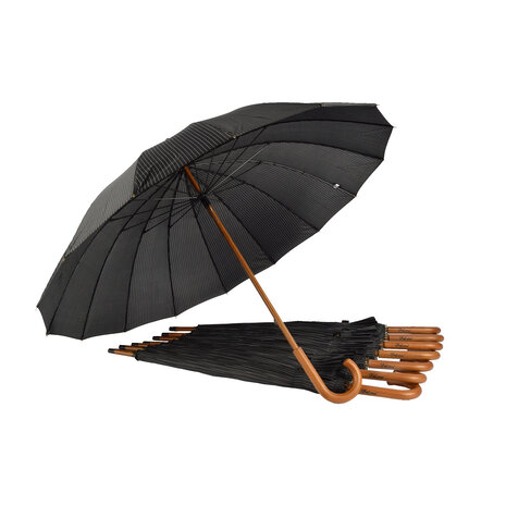 Discountershop Stylish & Practical: 8x Black & White Umbrellas for Men & Women - 16 lanes - With Wooden Handle - 102cm Diameter Discountershop Stylish & Practical: 8x Black & White Umbrellas for Men & Women - 16 lanes - With Wooden Handle - 102cm Diameter