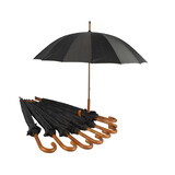 Discountershop Negen Stevige Paraplu's voor Maximale Bescherming - Zwart met Witte Streepjes - Met Houten Handvat - 102cm Diameter Discountershop Negen Stevige Paraplu's voor Maximale Bescherming - Zwart met Witte Streepjes - Met Houten Handvat - 102cm Diameter