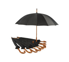 Discountershop 10x Sturdy Umbrellas for Maximum Protection - Black with White Stripes - With Wooden Handle - 102cm Diameter Discountershop 10x Sturdy Umbrellas for Maximum Protection - Black with White Stripes - With Wooden Handle - 102cm Diameter