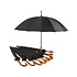 10x Sturdy Umbrellas for Maximum Protection - Black with White Stripes - With Wooden Handle - 102cm Diameter