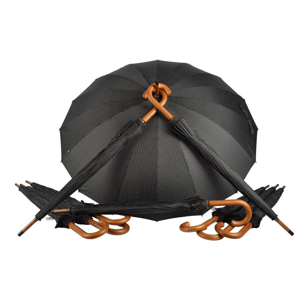 Discountershop 10x Sturdy Umbrellas for Maximum Protection - Black with White Stripes - With Wooden Handle - 102cm Diameter Discountershop 10x Sturdy Umbrellas for Maximum Protection - Black with White Stripes - With Wooden Handle - 102cm Diameter
