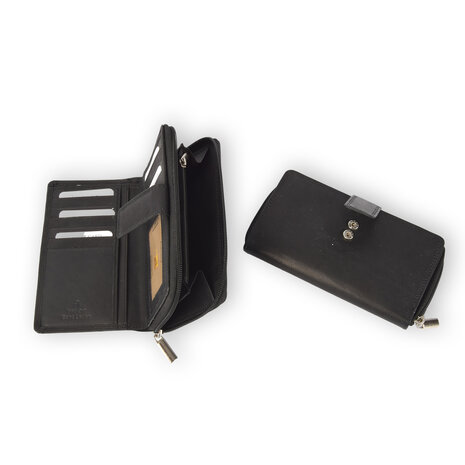 Discountershop Classic Black Leather Wallet Set - Genuine Leather - 250g - Dimensions: 17cm x 2.5cm x 10.5cm - Double Set Discountershop Classic Black Leather Wallet Set - Genuine Leather - 250g - Dimensions: 17cm x 2.5cm x 10.5cm - Double Set
