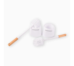 Discountershop Sophisticated White Toilet Brush Set with Holder - Made of Wood & Plastic - Set of 2 - Dimensions: 38cm x 13.5cm x 13.5cm Discountershop Sophisticated White Toilet Brush Set with Holder - Made of Wood & Plastic - Set of 2 - Dimensions: 38cm x 13.5cm x 13.5cm