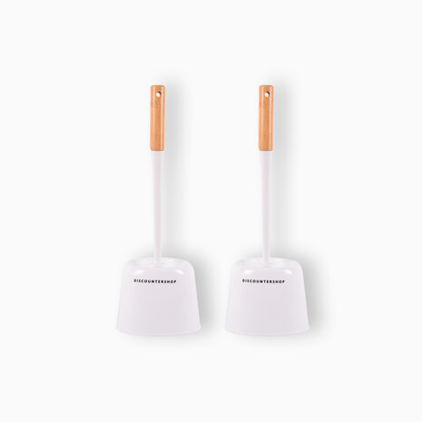Discountershop Sophisticated White Toilet Brush Set with Holder - Made of Wood & Plastic - Set of 2 - Dimensions: 38cm x 13.5cm x 13.5cm Discountershop Sophisticated White Toilet Brush Set with Holder - Made of Wood & Plastic - Set of 2 - Dimensions: 38cm x 13.5cm x 13.5cm