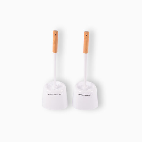 Discountershop Sophisticated White Toilet Brush Set with Holder - Made of Wood & Plastic - Set of 2 - Dimensions: 38cm x 13.5cm x 13.5cm Discountershop Sophisticated White Toilet Brush Set with Holder - Made of Wood & Plastic - Set of 2 - Dimensions: 38cm x 13.5cm x 13.5cm