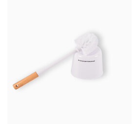 Discountershop Elegant White Toilet Brush with Holder - 38cm Height - 142g - Wood & Plastic - Bathroom Accessories Discountershop Elegant White Toilet Brush with Holder - 38cm Height - 142g - Wood & Plastic - Bathroom Accessories