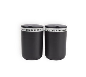 Discountershop Double Ashtray Set with Lid - Black & Gray - Compact Size - 10.5cm x 6cm x 9.5cm - Smoke-free Enjoyment