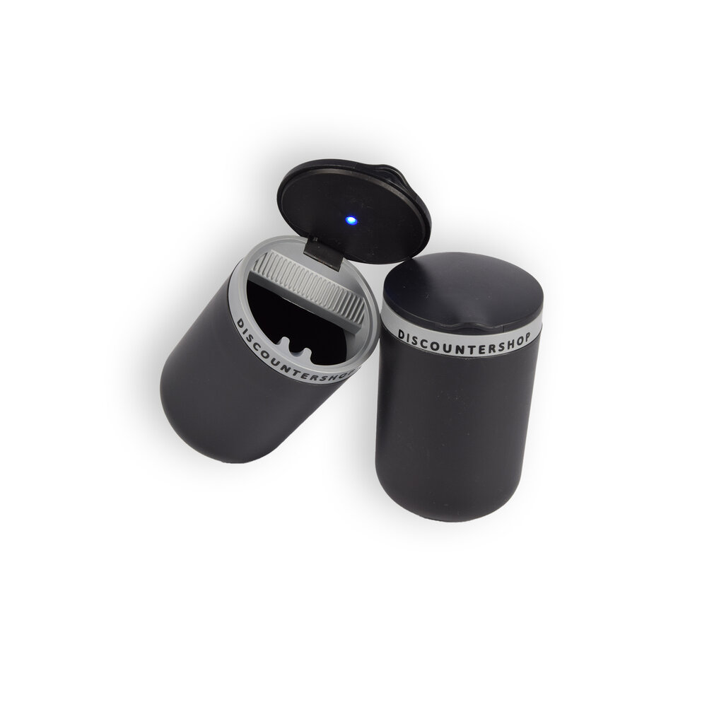 Discountershop Double Ashtray Set with Lid - Black & Gray - Compact Size - 10.5cm x 6cm x 9.5cm - Smoke-free Enjoyment Discountershop Double Ashtray Set with Lid - Black & Gray - Compact Size - 10.5cm x 6cm x 9.5cm - Smoke-free Enjoyment