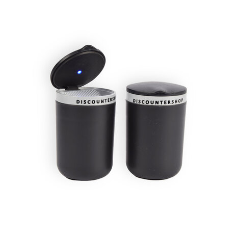 Discountershop Double Ashtray Set with Lid - Black & Gray - Compact Size - 10.5cm x 6cm x 9.5cm - Smoke-free Enjoyment Discountershop Double Ashtray Set with Lid - Black & Gray - Compact Size - 10.5cm x 6cm x 9.5cm - Smoke-free Enjoyment