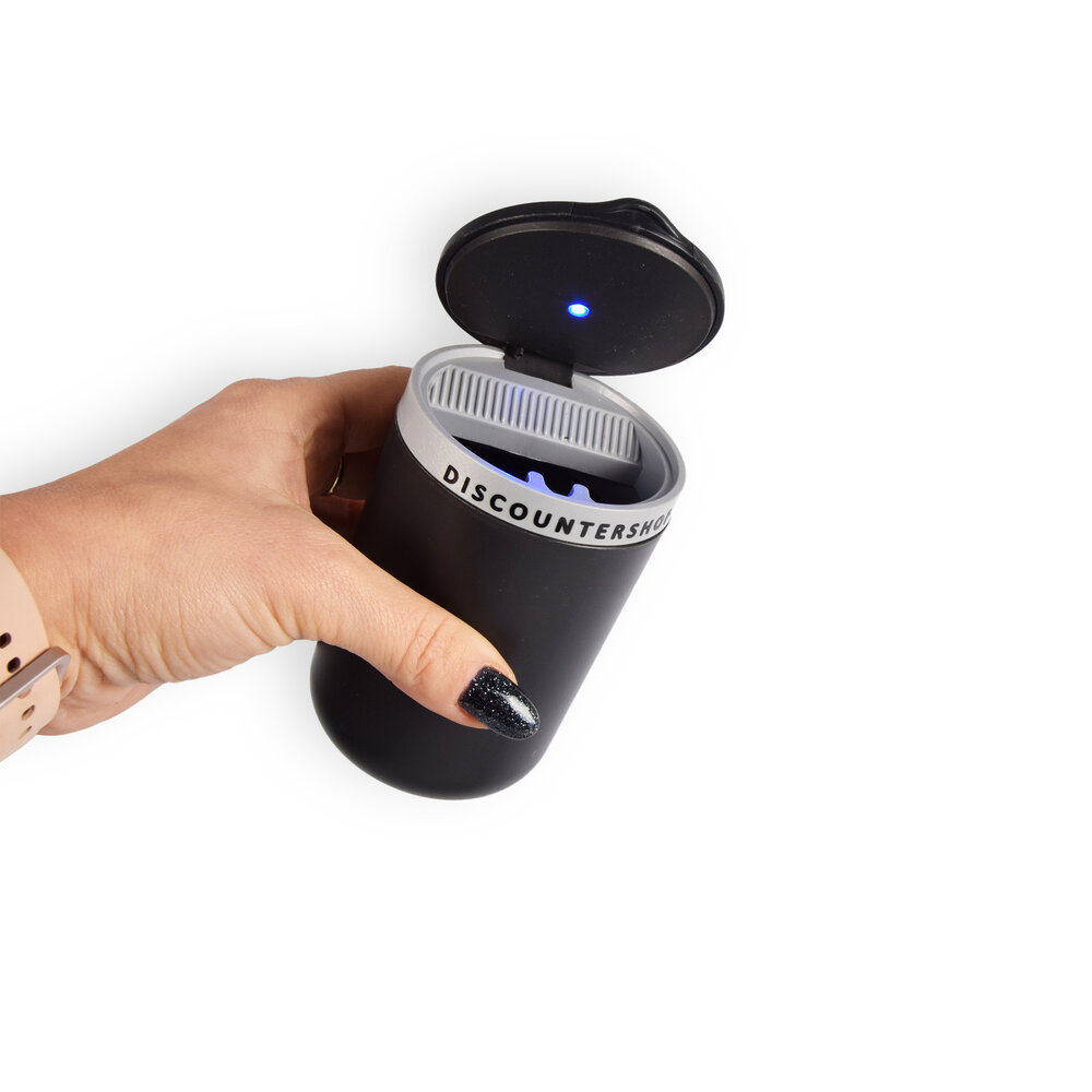 Discountershop Double Ashtray Set with Lid - Black & Gray - Compact Size - 10.5cm x 6cm x 9.5cm - Smoke-free Enjoyment Discountershop Double Ashtray Set with Lid - Black & Gray - Compact Size - 10.5cm x 6cm x 9.5cm - Smoke-free Enjoyment