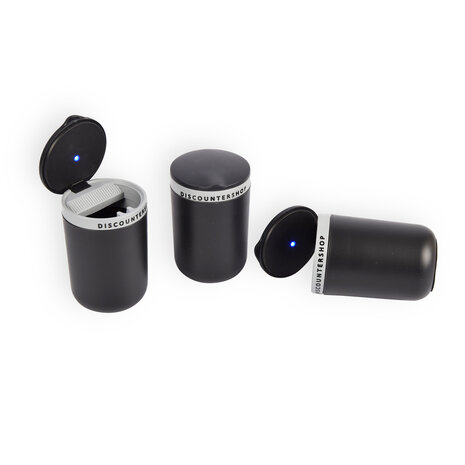 Discountershop Three-piece Ashtray Black Gray - Smoke Free Fun - 10.5cm x 6cm x 9.5cm - Smoking Accessory