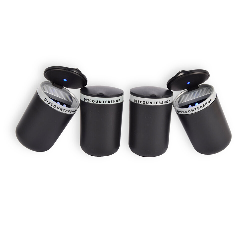 Discountershop Elegant Ontworpen Asbakken Met Deksels - Zwart & Grijs - 10.5x6x9.5cm - Set van 4 stuks - Rookvrij & Windbestendig Discountershop Elegant Ontworpen Asbakken Met Deksels - Zwart & Grijs - 10.5x6x9.5cm - Set van 4 stuks - Rookvrij & Windbestendig