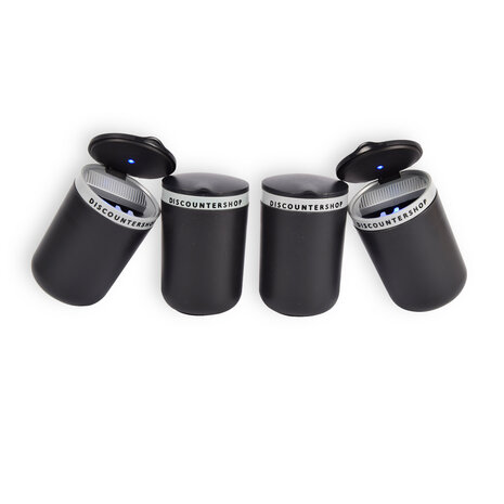 Discountershop Elegant Ontworpen Asbakken Met Deksels - Zwart & Grijs - 10.5x6x9.5cm - Set van 4 stuks - Rookvrij & Windbestendig Discountershop Elegant Ontworpen Asbakken Met Deksels - Zwart & Grijs - 10.5x6x9.5cm - Set van 4 stuks - Rookvrij & Windbestendig