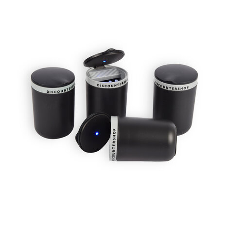 Discountershop Elegant Ontworpen Asbakken Met Deksels - Zwart & Grijs - 10.5x6x9.5cm - Set van 4 stuks - Rookvrij & Windbestendig Discountershop Elegant Ontworpen Asbakken Met Deksels - Zwart & Grijs - 10.5x6x9.5cm - Set van 4 stuks - Rookvrij & Windbestendig