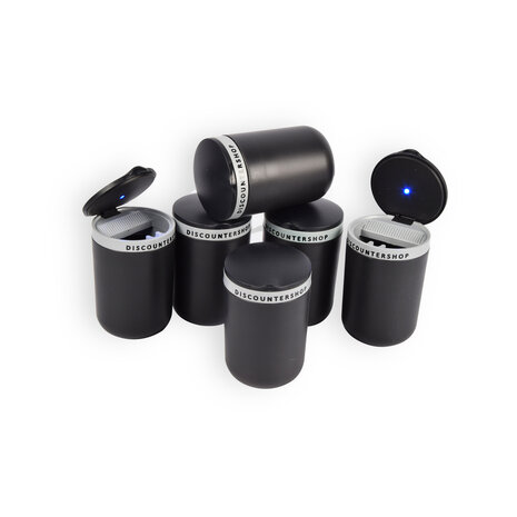 Discountershop Black & Gray Ashtray Set with Lid - Stylish Design - Dimensions 10.5cm x 6cm x 9.5cm - 6 pieces For a Fresh Smoking Experience