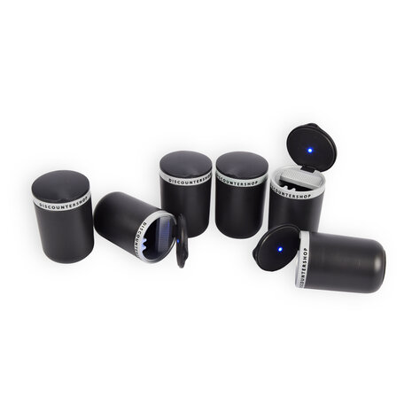 Discountershop Zwarte & Grijze Asbak set met Deksel - Stijlvol Ontwerp - Afmetingen 10.5cm x 6cm x 9.5cm - 6 stuks Voor een Frisse Rookervaring Discountershop Zwarte & Grijze Asbak set met Deksel - Stijlvol Ontwerp - Afmetingen 10.5cm x 6cm x 9.5cm - 6 stuks Voor een Frisse Rookervaring