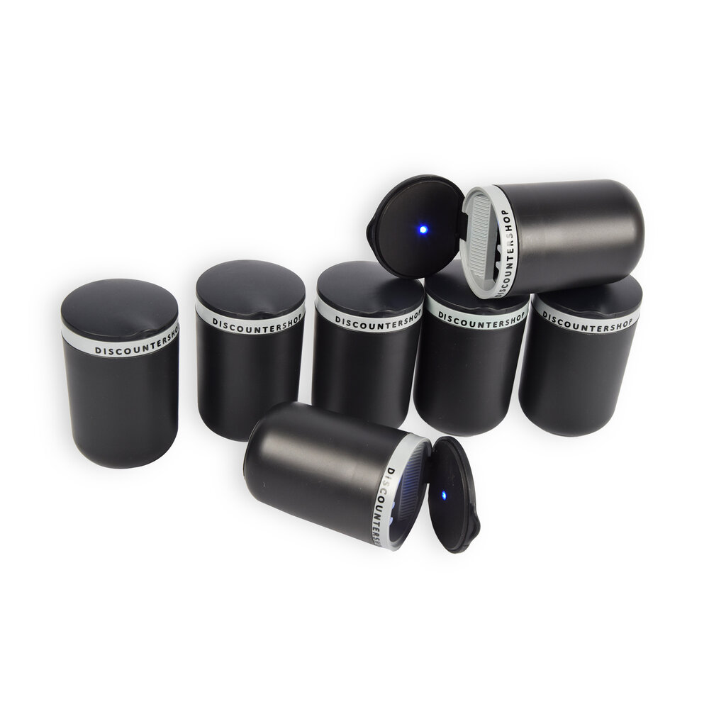 Discountershop Stijlvolle Asbakken Voor Rookvrije Genietmomenten - Zwart & Grijs - 10.5cm x 6cm x 9.5cm - Set van 7 Discountershop Stijlvolle Asbakken Voor Rookvrije Genietmomenten - Zwart & Grijs - 10.5cm x 6cm x 9.5cm - Set van 7