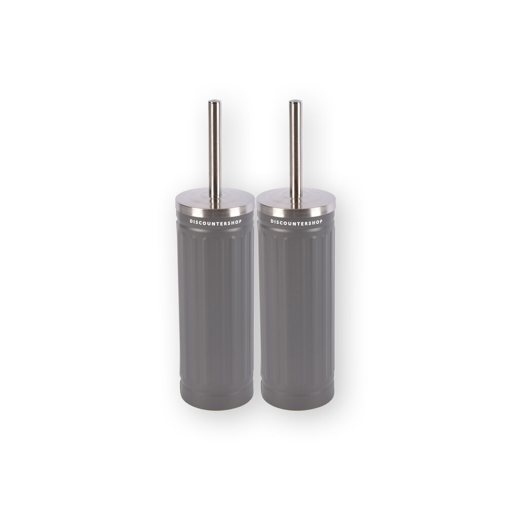 Discountershop Double Set - Toilet Brush and Holder - Gray Bathroom Accessories - 38cm x 9cm Discountershop Double Set - Toilet Brush and Holder - Gray Bathroom Accessories - 38cm x 9cm