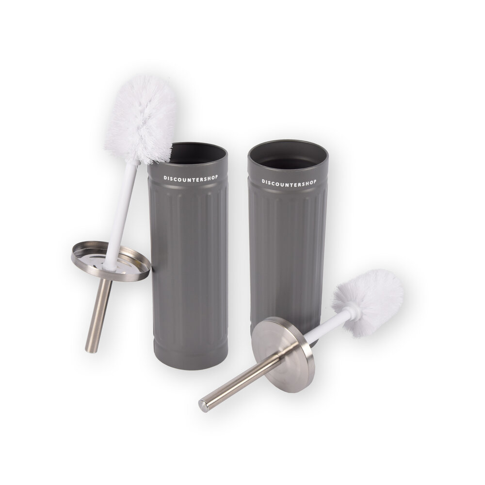 Discountershop Dubbele Set - WC-Borstel en Houder - Grijze Badkameraccessoires - 38cm x 9cm