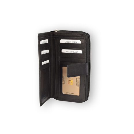 Discountershop Black Leather Money Purse - Coat Wallet with Zipper - 17x2.5x10.5cm - Unisex Discountershop Black Leather Money Purse - Coat Wallet with Zipper - 17x2.5x10.5cm - Unisex