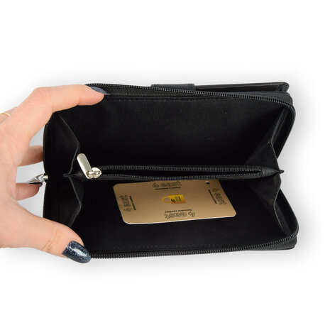 Discountershop Zwarte Leren Portemonnee - Geldbeurs - Portemonnee met Rits voor Dames & Heren - 17x2.5x10.5cm Discountershop Zwarte Leren Portemonnee - Geldbeurs - Portemonnee met Rits voor Dames & Heren - 17x2.5x10.5cm