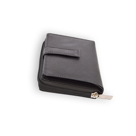 Discountershop Zwarte Leren Portemonnee - Geldbeurs - Portemonnee met Rits voor Dames & Heren - 17x2.5x10.5cm Discountershop Zwarte Leren Portemonnee - Geldbeurs - Portemonnee met Rits voor Dames & Heren - 17x2.5x10.5cm