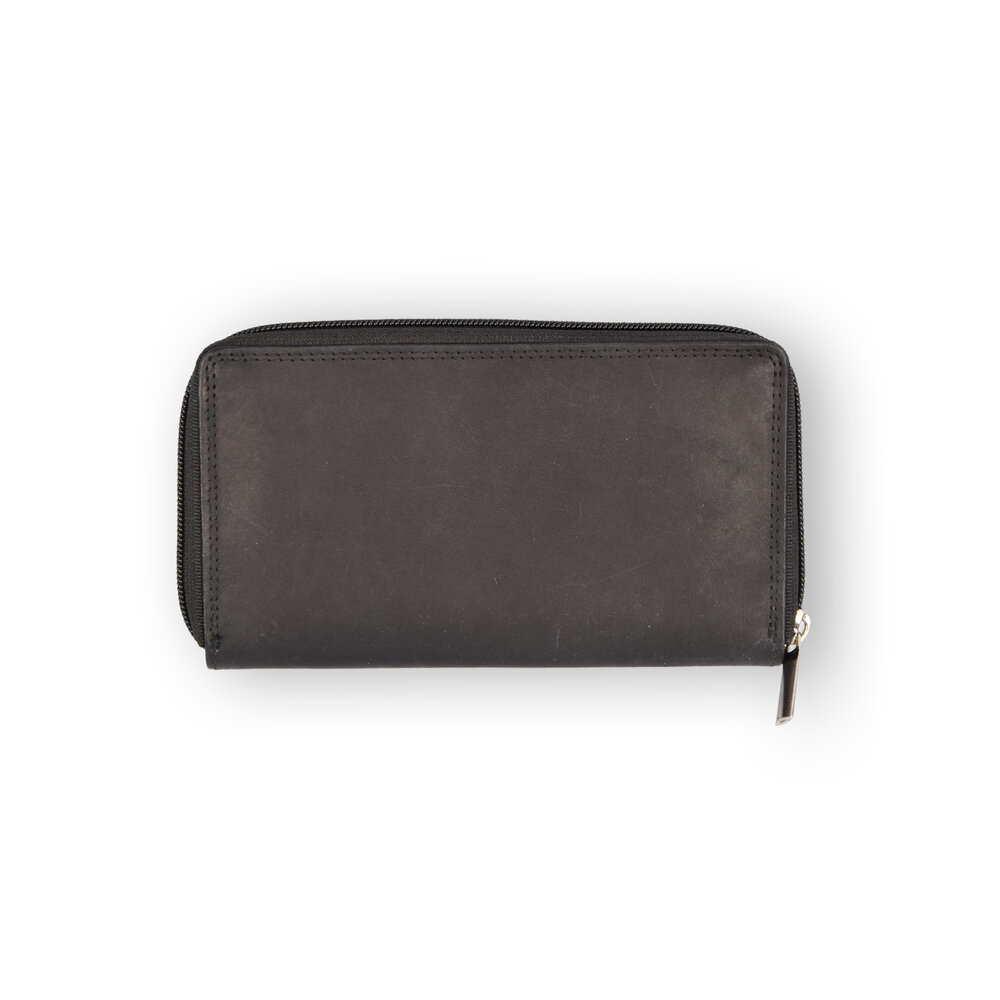 Discountershop Black Leather Money Purse - Coat Wallet with Zipper - 17x2.5x10.5cm - Unisex Discountershop Black Leather Money Purse - Coat Wallet with Zipper - 17x2.5x10.5cm - Unisex