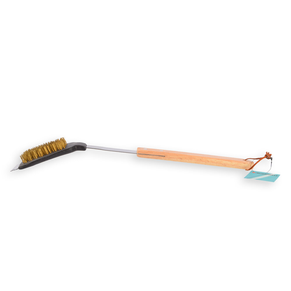 Discountershop BBQ scrubber - Robust Design - Color variants: Black, Beige, Silver - Dimensions: 44cm x 1.5cm x 7.5cm - Material: Plastic, Wood and Metal