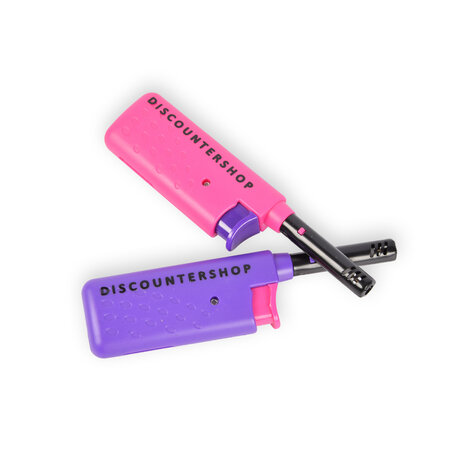 Discountershop Mini Lighter Set, Refillable Purple and Pink 14 x 3 cm for BBQ, Camping, Picnic and Outdoor Activities Discountershop Mini Lighter Set, Refillable Purple and Pink 14 x 3 cm for BBQ, Camping, Picnic and Outdoor Activities