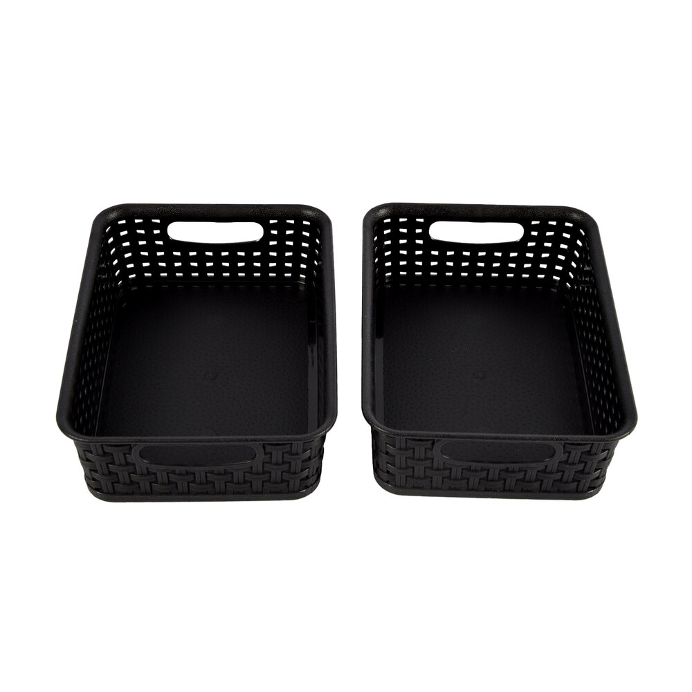 Discountershop Practical Black Storage Boxes - Ergonomically Designed Handles - 20cm x 15cm x 6cm - Set of 2 – Baskets Discountershop Practical Black Storage Boxes - Ergonomically Designed Handles - 20cm x 15cm x 6cm - Set of 2 – Baskets