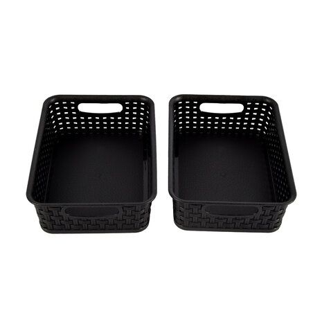 Discountershop Practical Black Storage Boxes - Ergonomically Designed Handles - 20cm x 15cm x 6cm - Set of 2 – Baskets Discountershop Practical Black Storage Boxes - Ergonomically Designed Handles - 20cm x 15cm x 6cm - Set of 2 – Baskets