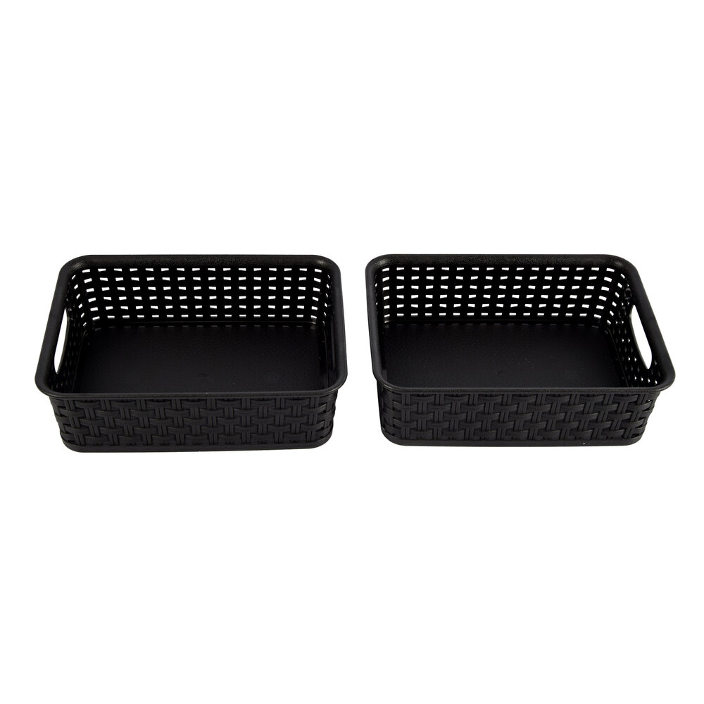 Discountershop Practical Black Storage Boxes - Ergonomically Designed Handles - 20cm x 15cm x 6cm - Set of 2 – Baskets Discountershop Practical Black Storage Boxes - Ergonomically Designed Handles - 20cm x 15cm x 6cm - Set of 2 – Baskets