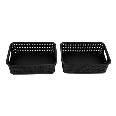 Discountershop Practical Black Storage Boxes - Ergonomically Designed Handles - 20cm x 15cm x 6cm - Set of 2 – Baskets Discountershop Practical Black Storage Boxes - Ergonomically Designed Handles - 20cm x 15cm x 6cm - Set of 2 – Baskets