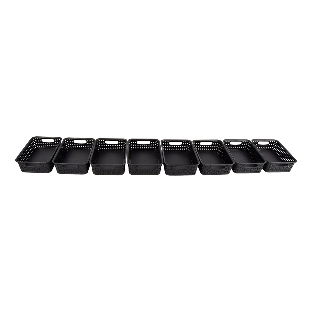Discountershop Set van 8 Zwarte Manden met Handvatten - Ruime Opslag - 20cm x 15cm x 6cm Discountershop Set van 8 Zwarte Manden met Handvatten - Ruime Opslag - 20cm x 15cm x 6cm