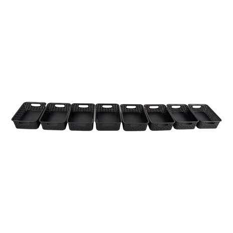 Discountershop Set van 8 Zwarte Manden met Handvatten - Ruime Opslag - 20cm x 15cm x 6cm Discountershop Set van 8 Zwarte Manden met Handvatten - Ruime Opslag - 20cm x 15cm x 6cm