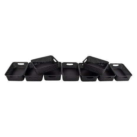 Discountershop Organiseer uw Spullen met Deze 9 Stijlvolle Zwarte Manden met Handvatten 20cm x 15cm x 6cm