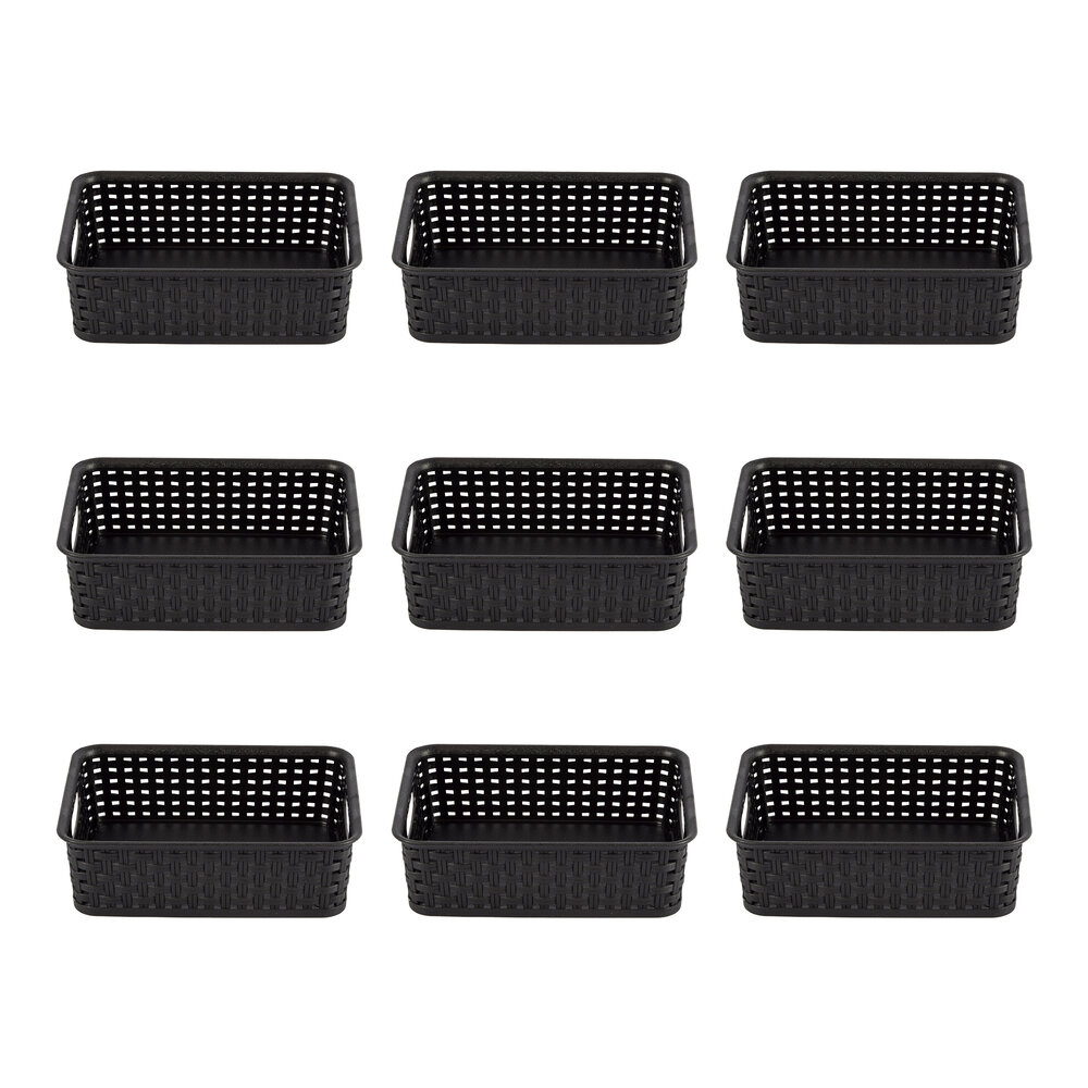 Discountershop Organiseer uw Spullen met Deze 9 Stijlvolle Zwarte Manden met Handvatten 20cm x 15cm x 6cm