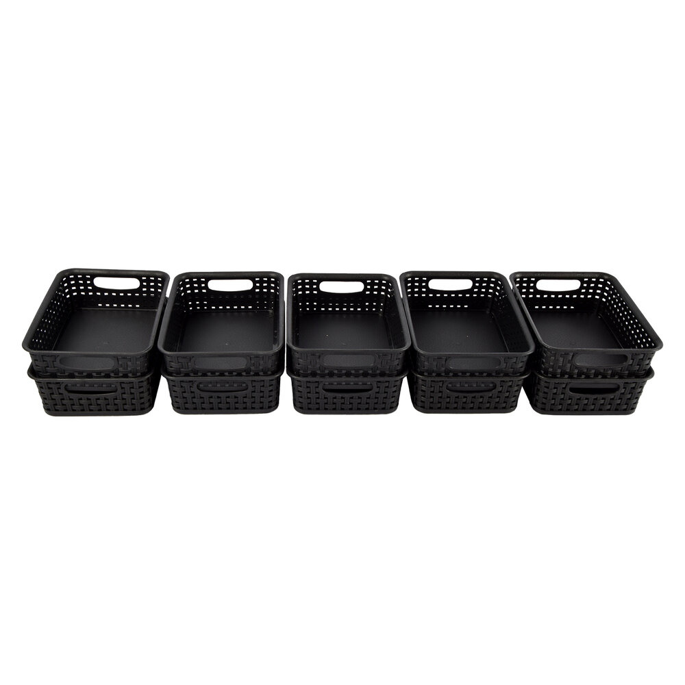 Discountershop Opberg in Stijl: Set van 10 Zwarte Manden met Handvatten - 20cm x 15cm x 6cm Discountershop Opberg in Stijl: Set van 10 Zwarte Manden met Handvatten - 20cm x 15cm x 6cm