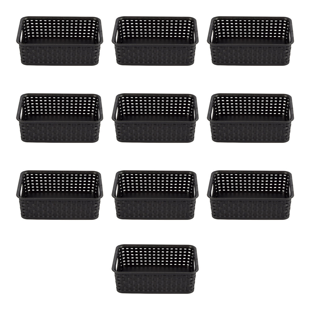 Discountershop Storage in Style: Set of 10 Black Baskets with Handles - 20cm x 15cm x 6cm Discountershop Storage in Style: Set of 10 Black Baskets with Handles - 20cm x 15cm x 6cm