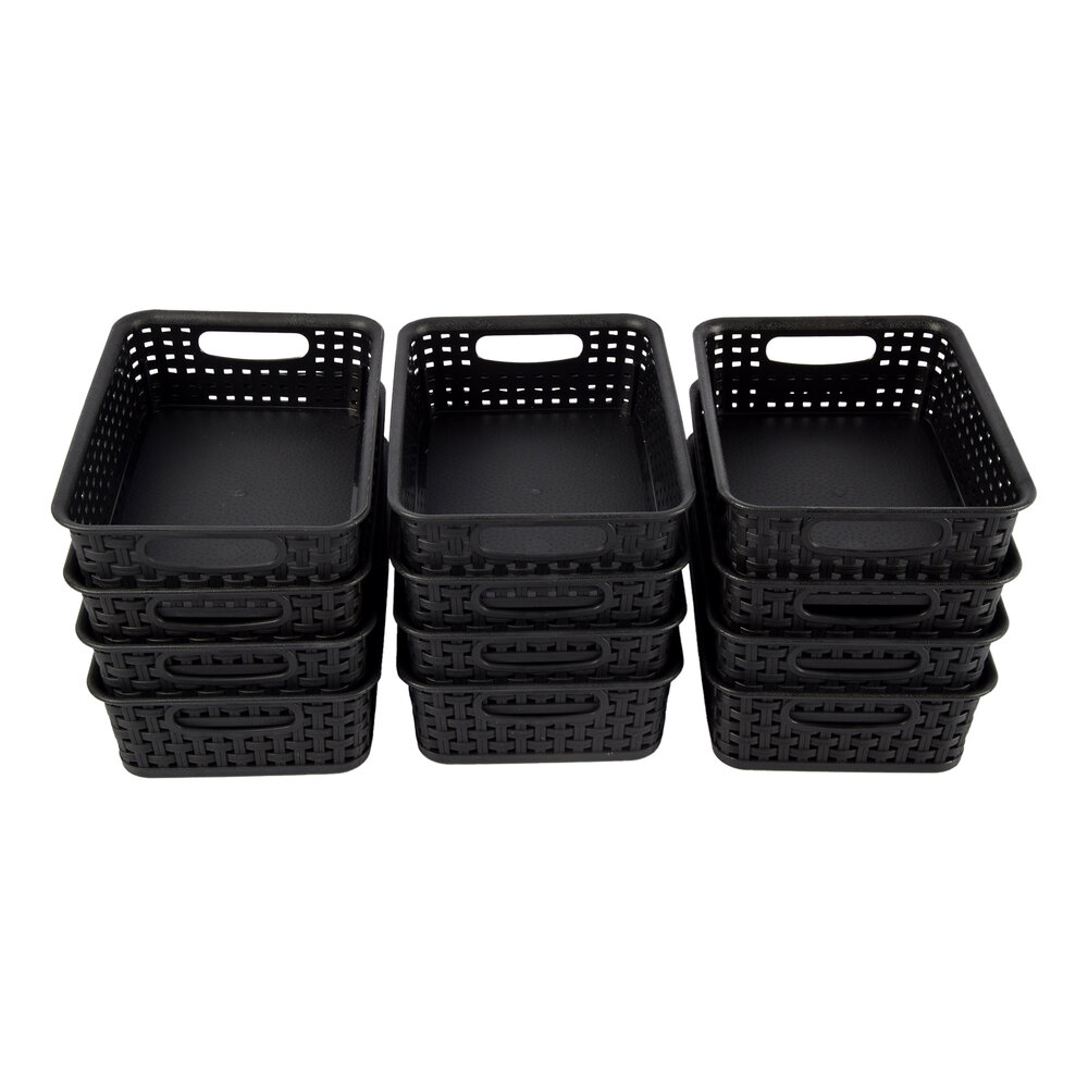 Discountershop Dark baskets with Handles - Handy and Elegant - 20cm x 15cm x 6cm - 12 pieces - Storage Buckets
