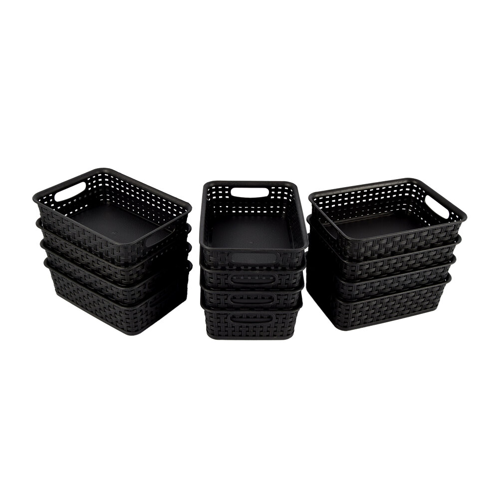 Discountershop Dark baskets with Handles - Handy and Elegant - 20cm x 15cm x 6cm - 12 pieces - Storage Buckets