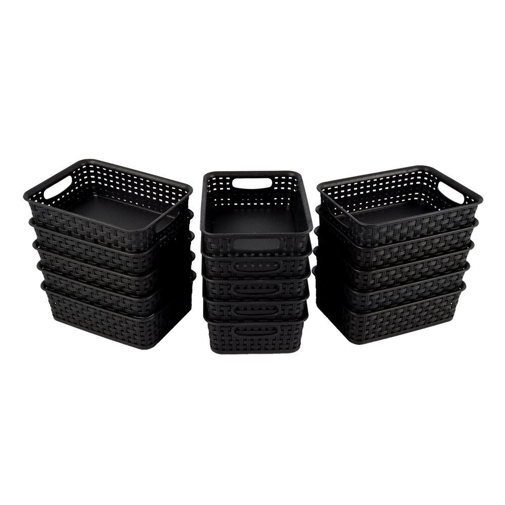 Discountershop Bulk pack of 15 Black Baskets with Handles - 20cm x 15cm x 6cm - 750g - Practical Storage Boxes Discountershop Bulk pack of 15 Black Baskets with Handles - 20cm x 15cm x 6cm - 750g - Practical Storage Boxes