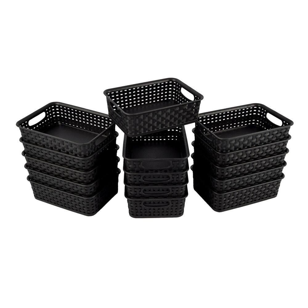 Discountershop Bulk pack of 15 Black Baskets with Handles - 20cm x 15cm x 6cm - 750g - Practical Storage Boxes Discountershop Bulk pack of 15 Black Baskets with Handles - 20cm x 15cm x 6cm - 750g - Practical Storage Boxes
