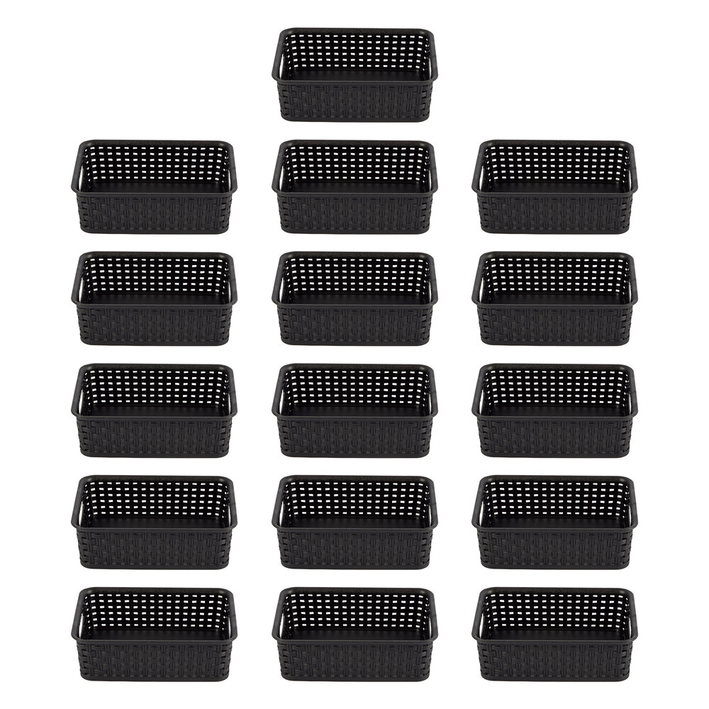 Discountershop Set van 16 Multifunctionele Zwarte Opbergmandjes (20cm x 15cm x 6cm) - Ideaal voor Badkamer, Keuken & Kantoor Discountershop Set van 16 Multifunctionele Zwarte Opbergmandjes (20cm x 15cm x 6cm) - Ideaal voor Badkamer, Keuken & Kantoor