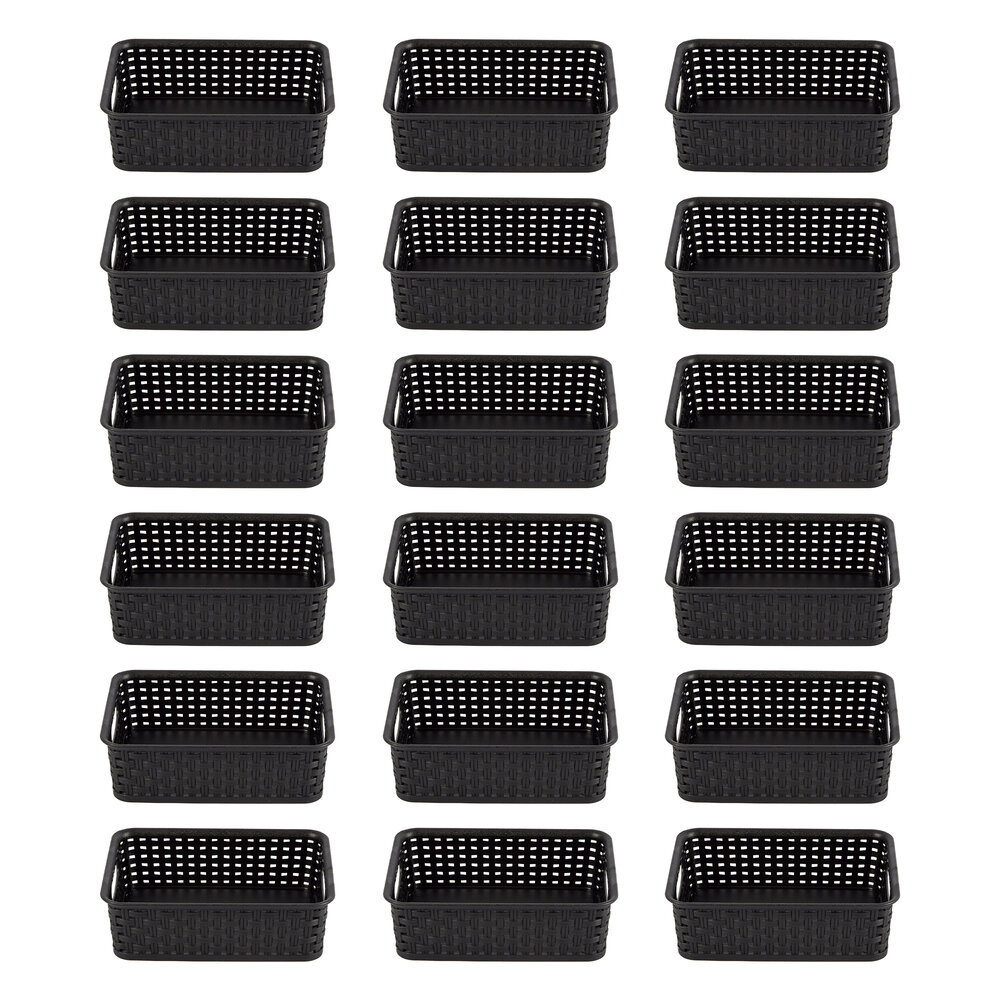 Discountershop Durable Black Storage Baskets with Handles - 20cm x 15cm x 6cm - 900g - 18 pieces Discountershop Durable Black Storage Baskets with Handles - 20cm x 15cm x 6cm - 900g - 18 pieces
